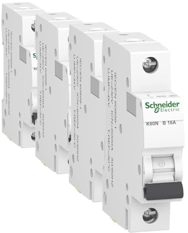 Schneider Electric A9K01116 Disjoncteur K60N 1P 16A B caractéristique 6kA 16A B (Lot de 4)