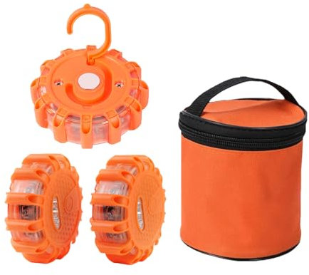 Warnleuchte Auto, 3 Stück LED Warnleuchte mit 9 Blinkmodi, Rundumleuchte LED Batteriebetriebene, Hängende Warnblitzer mit Tasche für Auto Boot Schiff Notbeleuchtung (A)
