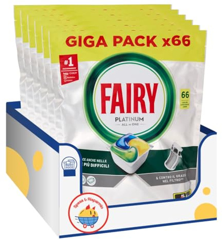 Pastiglie Lavastoviglie Limone – 66 Capsule – Tutto in 1 kit con Spugna Brandizzata SPESA & RISPARMIO Inclusa – Variazioni 2/4/6 Pezzi (6)
