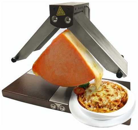 Elektrisches Raclette-Käseschmelzgerät, 900 W kommerzieller Käsegrill, 320 °C kommerzieller Käsegrill mit 0–90 ° einstellbarem halben Käserad, Vorheizen 3/Aufheizen 3–5 Minuten for die Restaurantküche