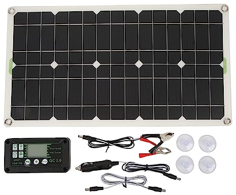EIMSOAH Panneau Solaire RV 250W, Panneau de Chargeur de Batterie Solaire Mono, Port Double USB, pour Chargement Automatique D'allumage avec Contrôleur 30A