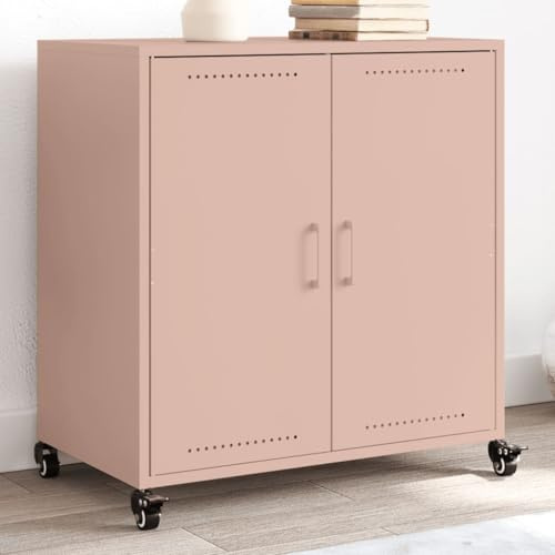 KTHLBRH Anrichte aus Stahl, Rosa, Anrichte aus Stahl, mit Rollen, eleganter Aufbewahrungsschrank für Zuhause, 68 x 39 x 72 cm