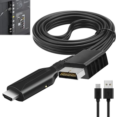 Menibeuty Cavo Adattatore HDMI, 1 m, Convertitore da PS2 a HDMI, Cavo Adattatore Video, Supporta Video Audio 1080P/720P, Plug & Play per PS1/PS2 e TV/Monitor Moderni, Incluso Cavo USB di Alimentazione