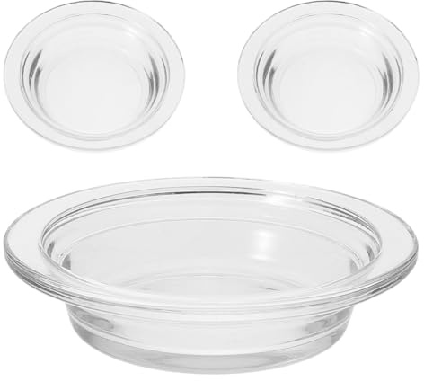 HINTRMENT 3 Stück Runde Glas Aromawärmer Schalen Transparente Wachsbrenner Ersatzplatten mit Deckel Hutförmige Duftlampen Einlagen für Aromatherapie Zuhause