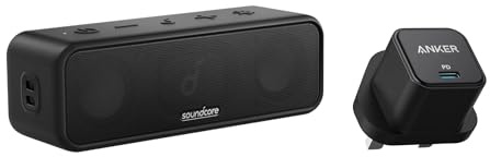 soundcore Anker Power & Sound Bundle 3 Bluetooth Speaker + 20W USB-C Fast Charger, Pure Titanium Sound, 24H Playtime, IPX7 Waterproof, Fast Power for Home and On the Go