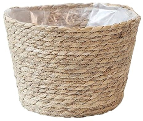 ifundom Panier Style Marine de Tressé Pot Fleurs Herbe, Khaki Minimaliste | Tressage Serré à Main, Forme en Osier, Usage Intérieur Extérieur, Décoration Créative pour Pots