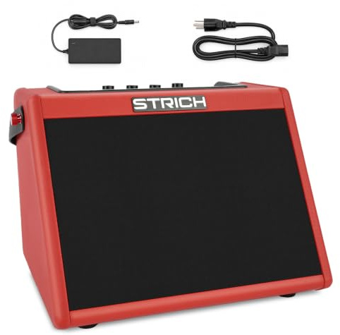 STRICH Electronic Drum Amplifier 20W, Wireless Drum Amp, Portable Drum Speaker for Electronic Drum Sets & Keyboards, Compact Practice Amp for Home, Studio & Small Gigs, Red, SDA-20