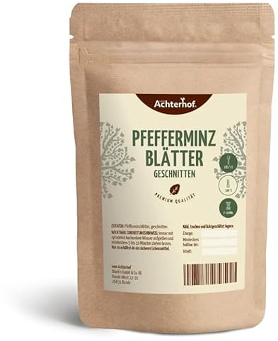 Pfefferminzblätter 500g I Pfefferminzblätter getrocknet und geschnitten I ideal für Pfefferminz-Tee I naturrein I Kräutertee lose I aus deutschem Anbau I vom Achterhof