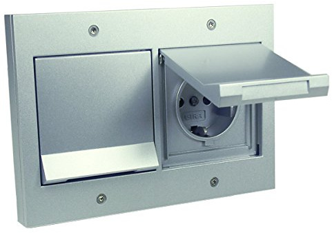 Gira TX 44 Doppel-Steckdose und Abdeckrahmen - alu