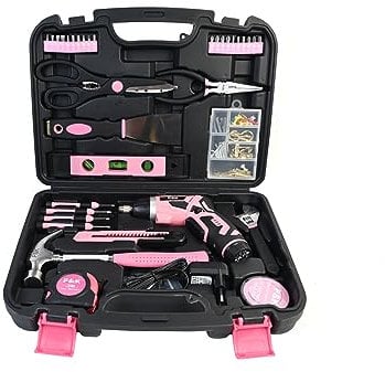 P & K 135-teiliges Werkzeugset im pinken Koffer – Perfekte Geschenkidee für DIY-Enthusiasten und Reparaturarbeiten