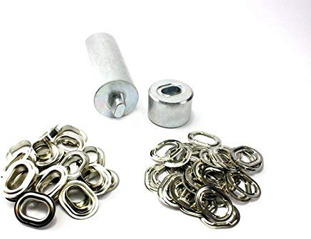 Oval Ösen Set Einschlagstempel 22,5 x 13,5 mm + 20 Ovalösen Messing Nickel Ösenstempel Boot