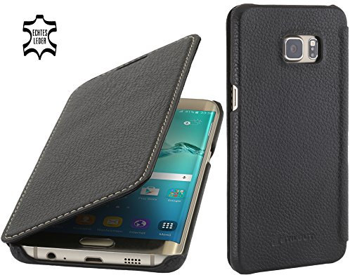 StilGut Book Type Case ohne Clip, Hülle Tasche aus Leder für Samsung Galaxy S6 Edge+, schwarz