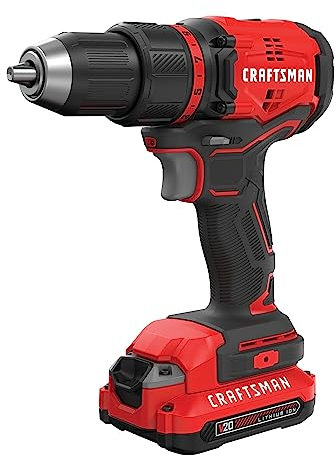 CRAFTSMAN Kit de taladro/destornillador inalámbrico V20, 1/2 pulgadas, batería y cargador incluidos (CMCD710C1)