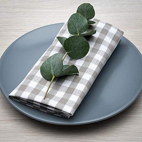 FILU Servietten 8er Pack Halbleinen (Leinen/Baumwolle) Grau/Weiß kariert (Farbe und Design wählbar) 45 x 45 cm - hochwertige Stoffservietten im skandinavischen Landhaus-Stil