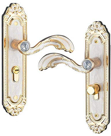 Tubayia Aluminiumlegierung Türschloss Türgriff Türdrücker mit 3pcs Schlüssel für Innentür Badezimmer (Europäische Gold Silber)