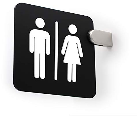 Signs - Fahnenschild wc Doppelseitig Schild, Flaggenschild in Relief (Herren Damen Kloschild, Toiletten, WC Schild Mann Frau) Standoff montierte Toilettenschilder für Flur und Räume (Classic)