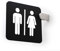 SIGNS - Segnale bifacciale a bandiera, a rilievo (bagno uomo donna, restroom, toilette, WC) [PROJ01]. Cartello sporgente per corridoio e ambienti. (Classic)