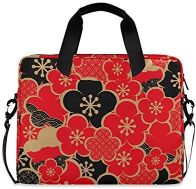 OOWOW Sacoche pour ordinateur portable pour femme et homme Motif cerisier japonais floral vintage 35,6 cm 35,6 cm 40,6 cm