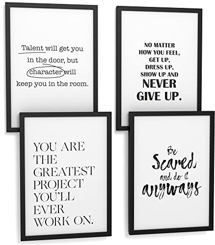 Papierschmiede® Premium Spruchposter Set 4er DIN A4 (21x30 cm) Motiv: You’re Great, Liebe Talent Charakter, Typografie Bilder Schlafzimmer Wohnzimmer ohne Rahmen