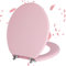 Angol Shiold Pink Round Toilet Seat - Natural Wood with Zinc Alloy Hinges, Easy to Install and Clean, Scratch Resistant