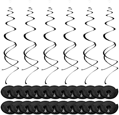 NATUCE 30 Stück Folien Party Hängend Wirbel Dekorationen, Deckenhänger Spiral Girlanden Wirbel Deko Wirbel deckenhänger Luftschlangen für Hochzeit,Weihnachten,Geburtstag, Junge und Mädchen (Negro)