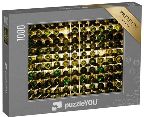 puzzleYOU: Puzzle 1000 Teile „Abstrakte Fotografie: Weinflaschen im Weinregal“ – aus der Puzzle-Kollektion Wein, Getränke