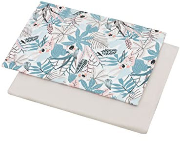 1buy3 Duo-Set Jersey Stoff Gemustert zum nähen | 92% Baumwolle, 8% Elasthan | Kinderstoff | Baumwolljersey | Muster: Koalas Rosa Türkis + Hellgrau |2 x 50cm x 160cm | Grundpreis je m² = 9,36