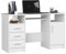 AKORD Schreibtisch ANA 124 cm | mit 1 Tür und 3 Schubladen | Office Desk | Computertisch | Bürotisch | PC-Schreibtisch | B124 x H74 x T52 cm | Gewicht 46,40 kg | Weiß/Weiß