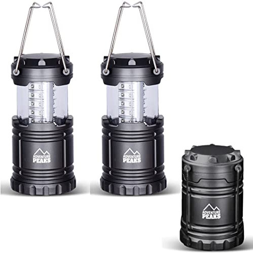 2 x 30 LED Camping Lantern, Collapsible Portable Battery Powered Emergency Light Lightweight Waterproof for Camping, Hiking, Garden, Outages