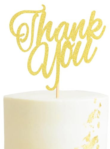 Arthsdite Thank You Cake Topper Thanksgiving Cake Decoration for All That You Do Thanksgiving Day Birthday Wedding Party Decoration Supplies - Gold Glitter