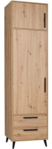 Marmex Arti 3N Garderobenschrank 63,2x239,5x53,6 Regalfächer Hohe Eintüriges Kleiderschrank mit Schubladen regalen für den Flur Geschlossener Standregal
