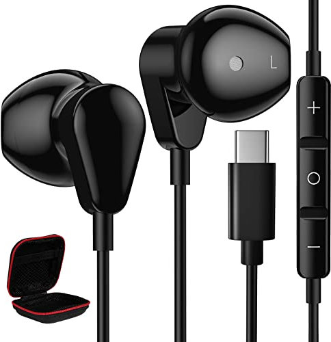 Auriculares USB C para iPhone 16 15 Pro Xiaomi 14 13Lite,Auriculares USB Tipo C con Cable con Microfono y Control Volumen Estéreo HiFi para Samsung S25 S24 S20FE Galaxy A55 A35 A53 OnePlus 13 iPad Pro