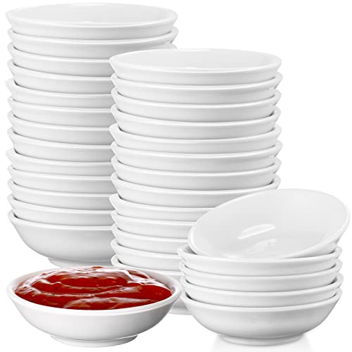Mimorou 50 Pcs Soy Sauce Dish 1.2 oz White Dipping Bowls Bulk, Ceramic