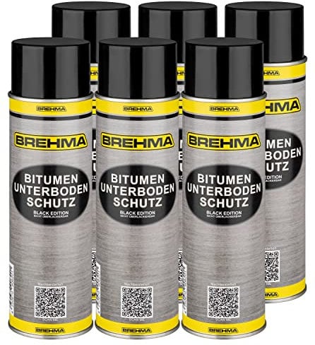 BREHMA 6X Bitumen Unterbodenschutz Black Edition 500ml Steinschlagschutz Spray schwarz mit Griff