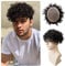 Lordhair Lockige Toupet für Männer, Echthaar-Toupet, Haarersatzsystem(Off Schwarz 1B#)