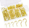 JSUOEO Cup Hooks Heavy Duty, 130PCS Drop Ceiling Hooks Screw Small Hanging Ceiling Hook Metal Multi Size Screw-in Hooks for Hanging Tea Cup Key Indoor and Outdoor Use Gold