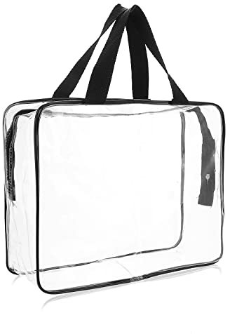 WLLHYF Sac fourre-Tout Transparent approuvé par Le Stade Transparent Sac de Rangement pour cosmétiques Maquillage Trousse de Toilette Sac à Main étanche Noir Tendance