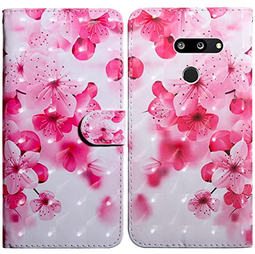 Rapuled Kompatibel mit LG K50/Q60 Hülle, Handyhülle für LG K50/Q60, Leder Wallet Magnet Brieftasche Stoßfest Etui Schutzhülle Lederhülle Klapphülle Tasche Flip Book Case Cover (Blume 2)
