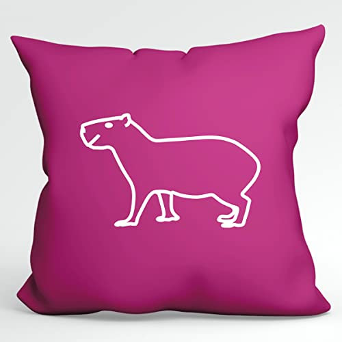 huuraa Kissen Wombat Silhouette Deko Couchkissen mit Füllung 40x40cm Fuchsia mit Motiv für alle Tierfreunde Geschenk Idee für Freunde und Familie