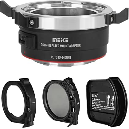 Meike MK-PLTE-C VND Manueller Fokus Objektivadapter mit Drop-In Variable ND und Klar UV Filter Konverter für ARRI PL-Mount Cinema Objektive auf E Mount Kameras A9 A7III A7II A7 A7R3 A7R4