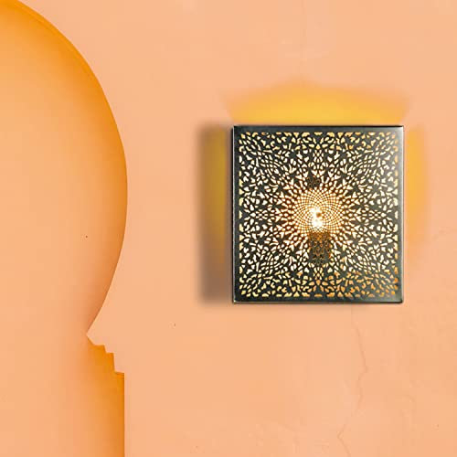 Marrakesch Orientalische Lampe Wandleuchte aus Metall Wandlampe Leuchte Yakin Silber 27cm als Wanddeko