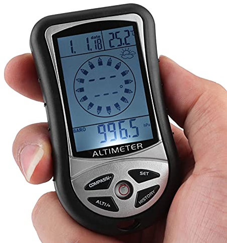 LIYJTK Altimetro Barometro Multifunzionale da Tenere in Mano, Bussola Portatile Altimetro Meteo Elettronico Barometro Altimetrico per Escursionismo Campeggio Amante All'Aperto