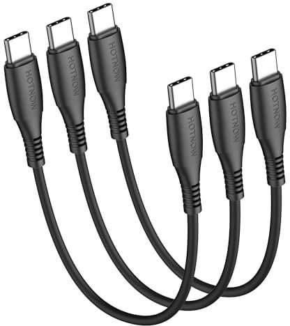 HOTNOW corto Cable USB C a C 0.3m 3 piezas, 30cm Cable cargador USB C para iPhone 16 15, Galaxy S25 S20 S9, Air 2020, iPad Pro, Power Bank y otros dispositivos de tipo c