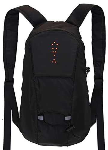 LED Blinker Rucksack Reflektierender Sicherheitsrucksack mit Fernbedienung Wasserdicht Reise Fahrrad Zubehör für Damen und Herren, 15l schwarz, 1