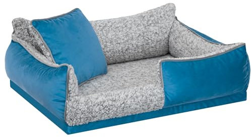 DOGGY Hundebett, Hundematratze, Hundecouch, für kleine und mittel Hunde, Hundekissen, Hundekorb, Haustier, Schlafplatz, Hundemöbel, Blau, L: 70x50 cm