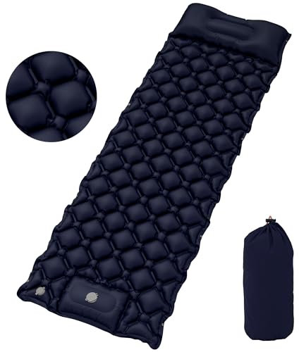 YITAHOME Camping Mat, Ultralight Self Inflating Sleeping Mat with Built-in Pump & Bag, Large Pillow, Portable Camping Mattress Inflatable Waterproof for Outdoor, Camping, Hiking (Navy Blue)