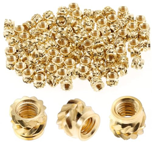 Amabro 100PCS M3x4x5mm Threaded Inserts, 3D Printing Brass Nuts Threaded Inserts Thread Knurled Heat Brass Nut for 3D Printing Parts Laptop Automotive Plastic Shell
