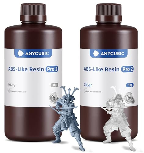 ANYCUBIC ABS-Like Resin Pro 2, 3D Drucker Resin mit erhöhter Festigkeit und Zähigkeit, Hoher Präzision, Weitgehende Kompatibilität mit Allen Resin 3D Druckern (Grau+Transluzent,2pcs)