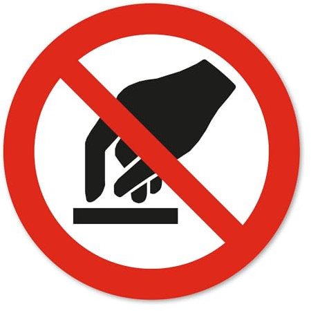 Pegatina de prohibición P010 Tocar prohibido según DIN EN ISO 7010 I resistente a la intemperie, protección UV, diámetro 10 cm, hin797