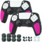 YoRHa 2 fundas protectoras con mango antideslizante para mando de PS5, color negro y rosa con empuñaduras para el pulgar, 8 tapones, 4 protectores anólogos